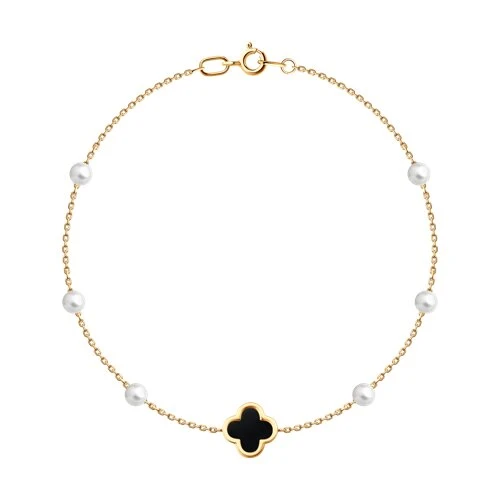 Браслет  из красного золота с ониксом