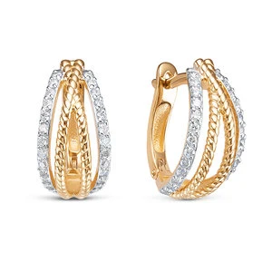 Серьги «Дельта» из красного золота с бриллиантом