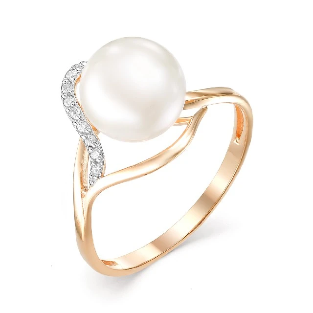 Кольцо  из красного золота с жемчугом