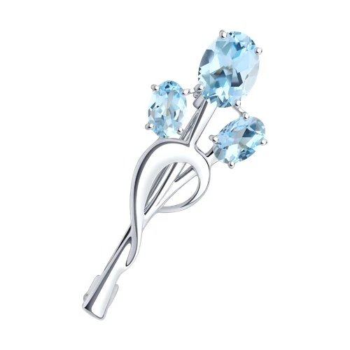 Брошь  серебряная с топазом