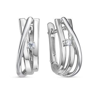 Серьги «Дельта» из белого золота с бриллиантом