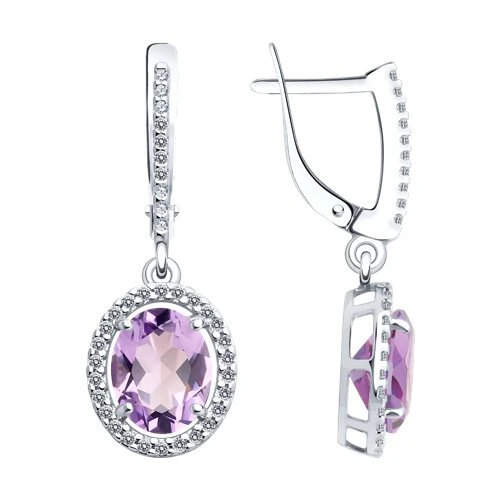 Серьги  серебряные с аметистом