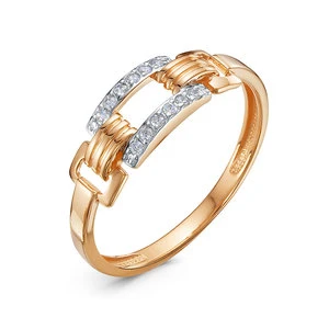 Кольцо  из красного золота с фианитом