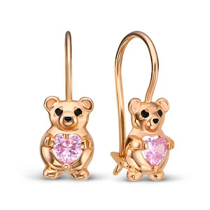 Серьги  из красного золота с фианитом