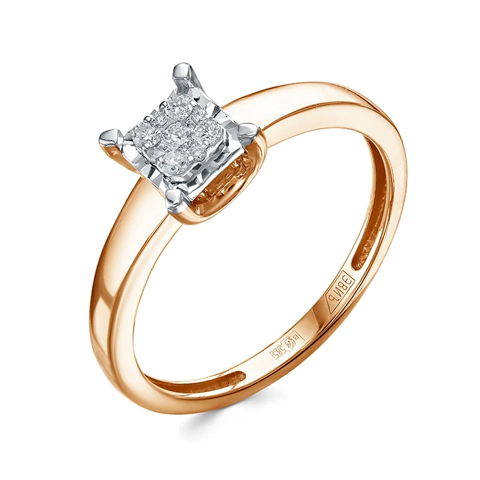 Кольцо  из красного золота с природным бриллиантом