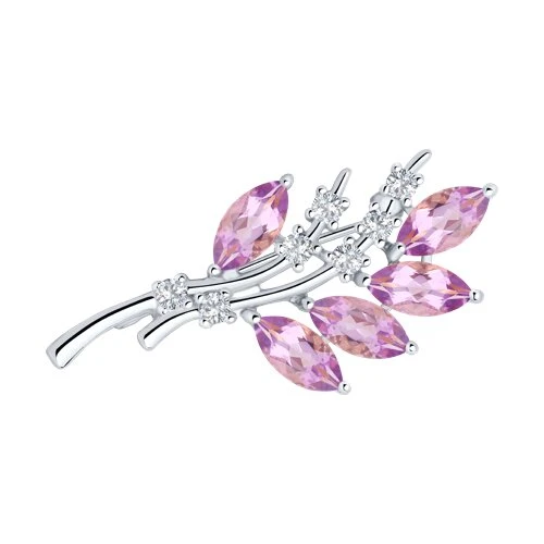 Брошь  серебряная с аметистом