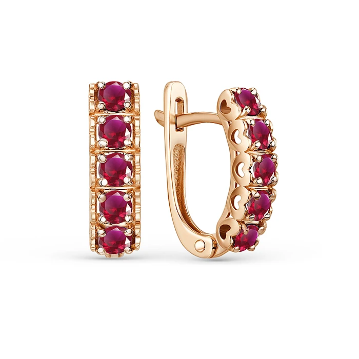 Серьги  из красного золота с рубином