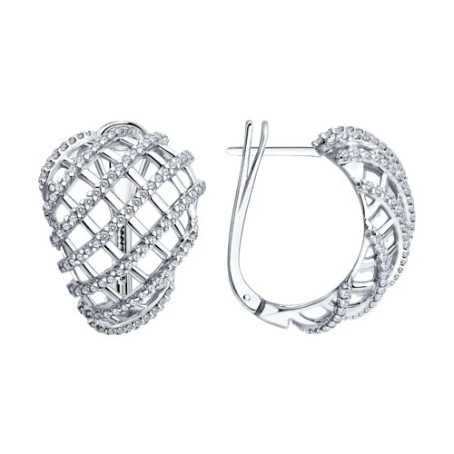 Серьги  серебряные с фианитом