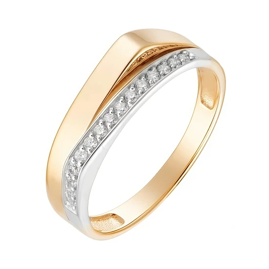 Кольцо  из красного золота с фианитом