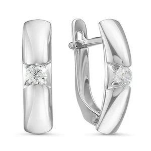 Серьги «Дельта» из белого золота с фианитом