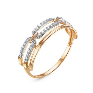 Кольцо «Дельта» из красного золота с фианитом