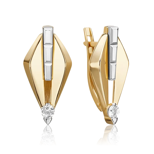 Серьги  из комбинированного золота с топазом