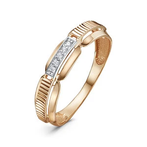 Кольцо «Дельта» из красного золота с фианитом