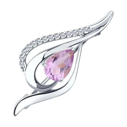 Брошь  серебряная с аметистом