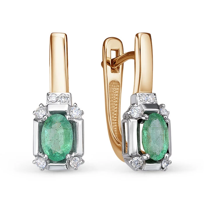 Серьги «Империал» из красного золота с изумрудом