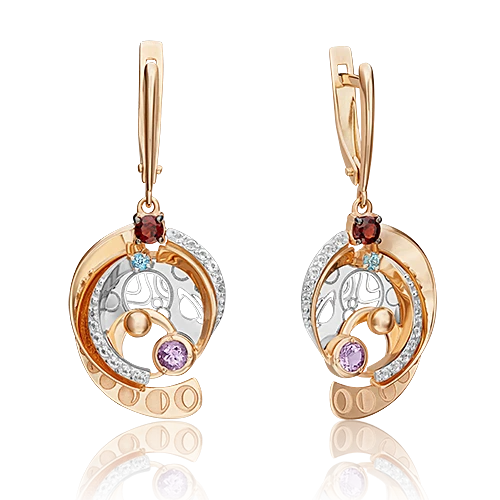 Серьги  из комбинированного золота