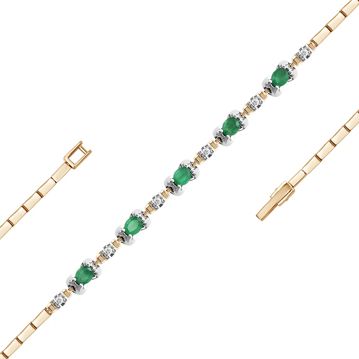 Браслет  из красного золота с изумрудом