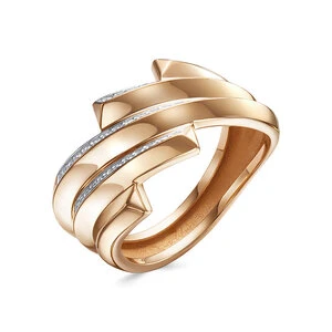 Кольцо «Дельта» из красного золота с фианитом