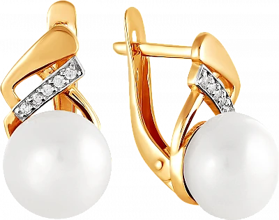 Серьги  из красного золота с жемчугом