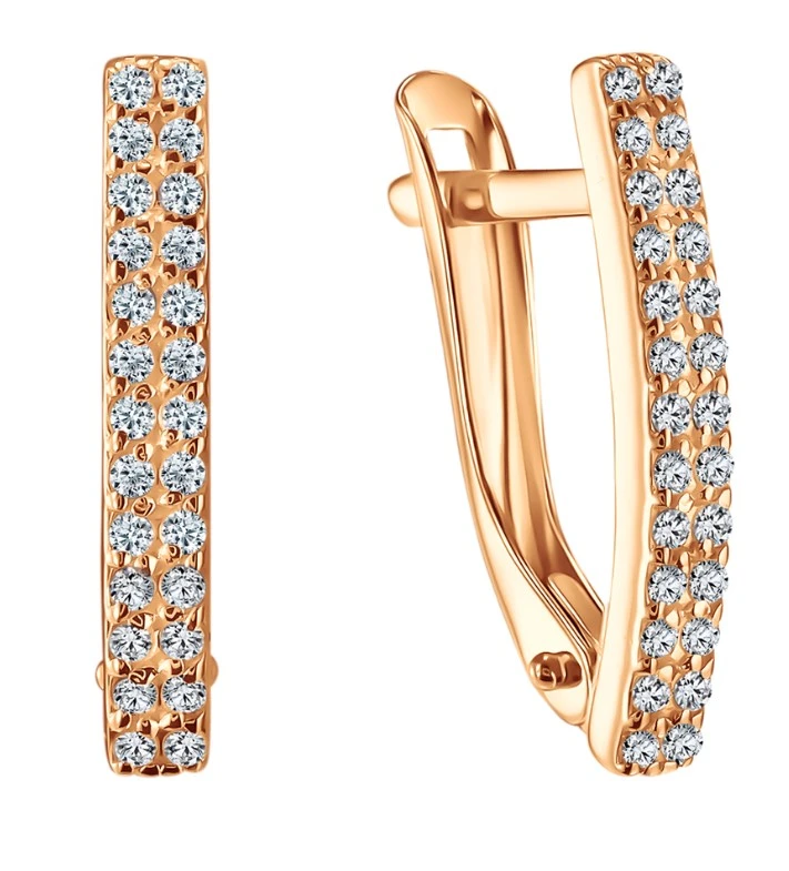 Серьги  из красного золота с фианитом