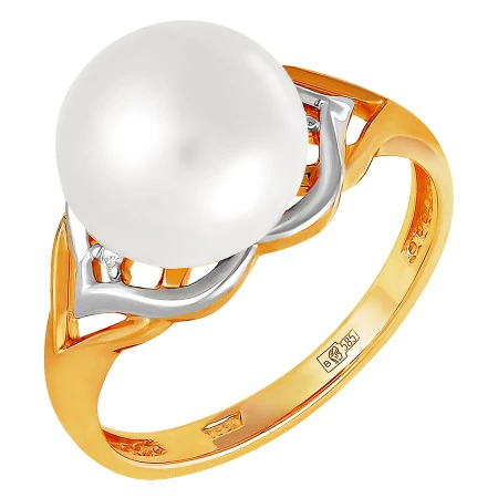 Кольцо  из красного золота с жемчугом