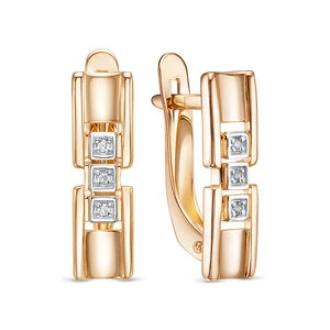 Серьги «Дельта» из красного золота с фианитом