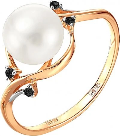 Кольцо  из красного золота с жемчугом