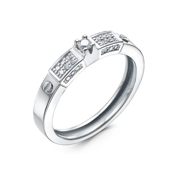 Кольцо  из белого золота с природным бриллиантом