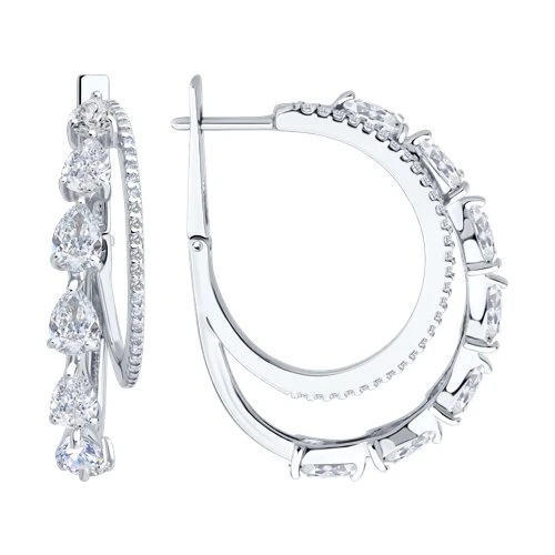 Серьги  серебряные с фианитом