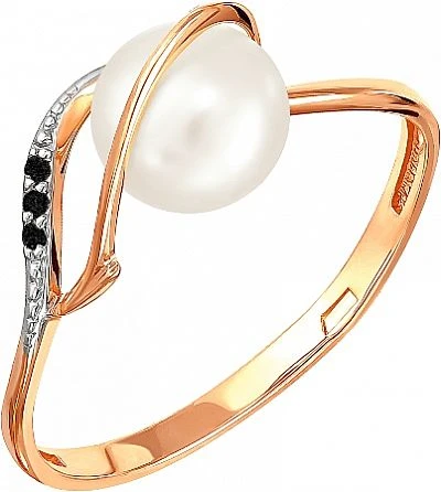 Кольцо  из красного золота с жемчугом