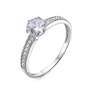 Кольцо «Дельта» из белого золота с фианитом