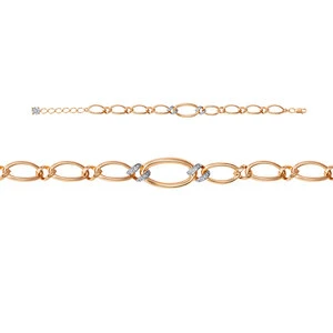 Браслет «Дельта» из красного золота с фианитом