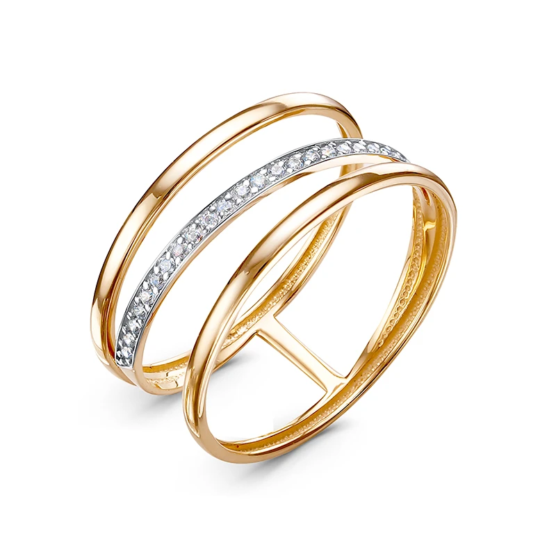 Кольцо  из красного золота с фианитом