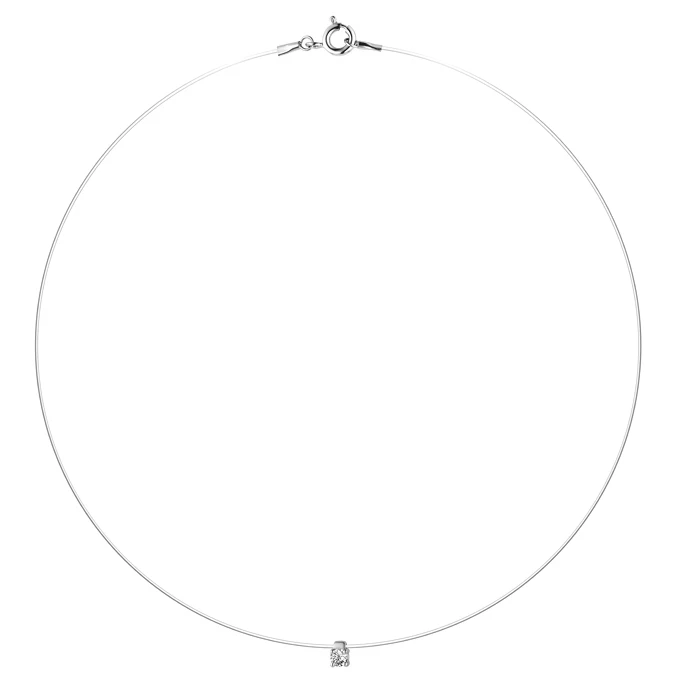 Колье  из белого золота с природным бриллиантом