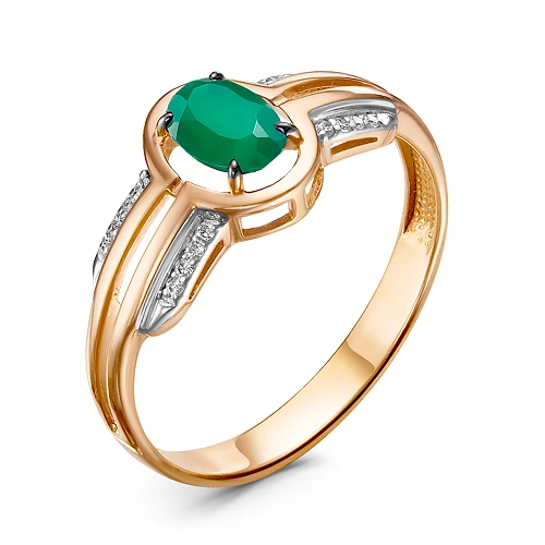 Кольцо  из красного золота с изумрудом