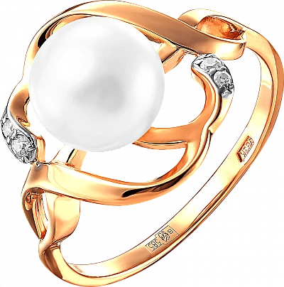Кольцо  из красного золота с жемчугом