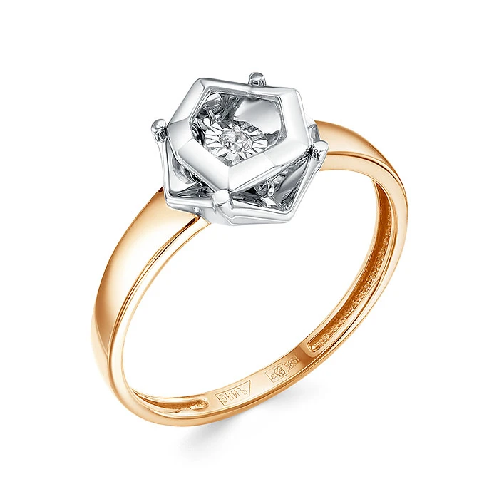 Кольцо  из красного золота с бриллиантом