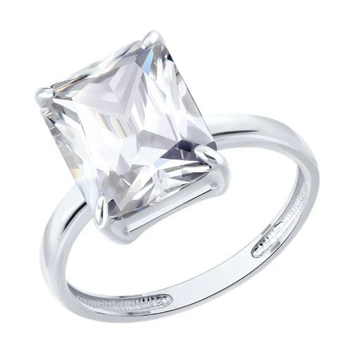 Кольцо  серебряное с фианитом