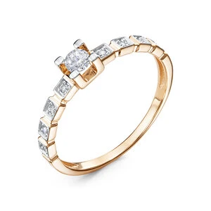 Кольцо «Дельта» из красного золота с фианитом