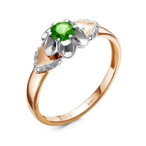 Кольцо  из комбинированного золота с изумрудом