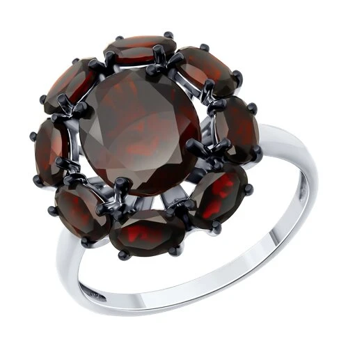 Кольцо  серебряное с гранатом