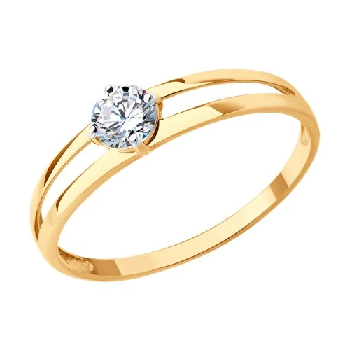 Кольцо  из красного золота с фианитом