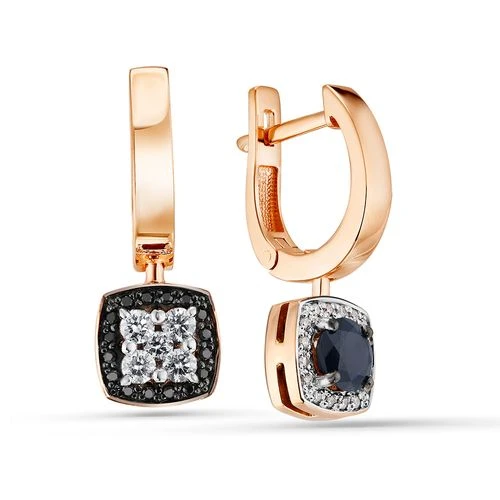 Серьги  из красного золота с сапфиром