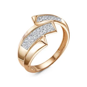 Кольцо  из красного золота с фианитом