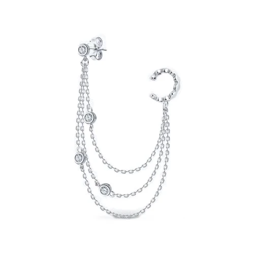 Пирсинг  серебряный с фианитом