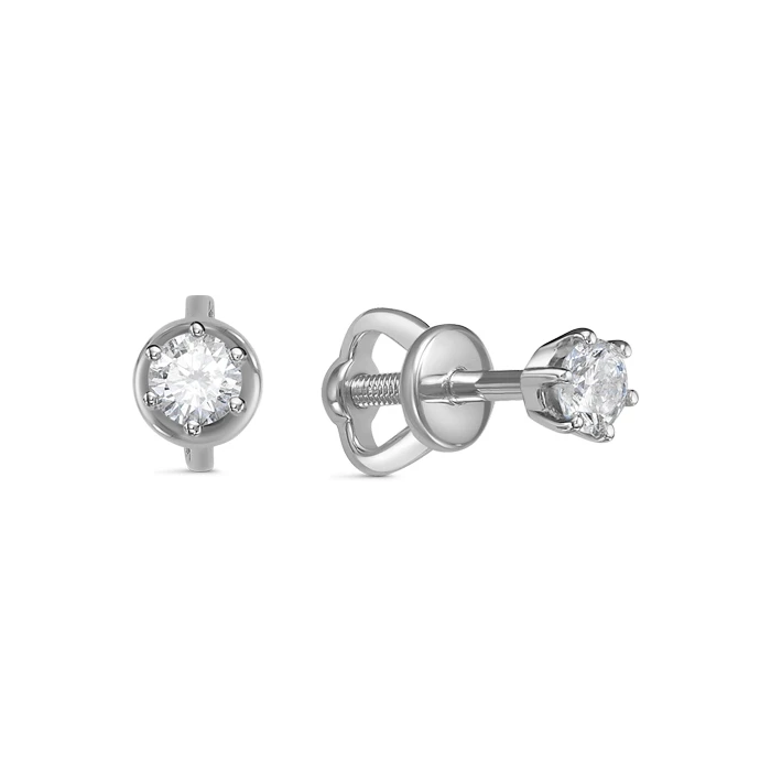 Серьги «Империал» из белого золота с бриллиантом