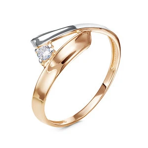 Кольцо «Дельта» из красного золота с фианитом