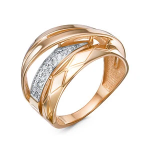 Кольцо «Дельта» из красного золота с фианитом