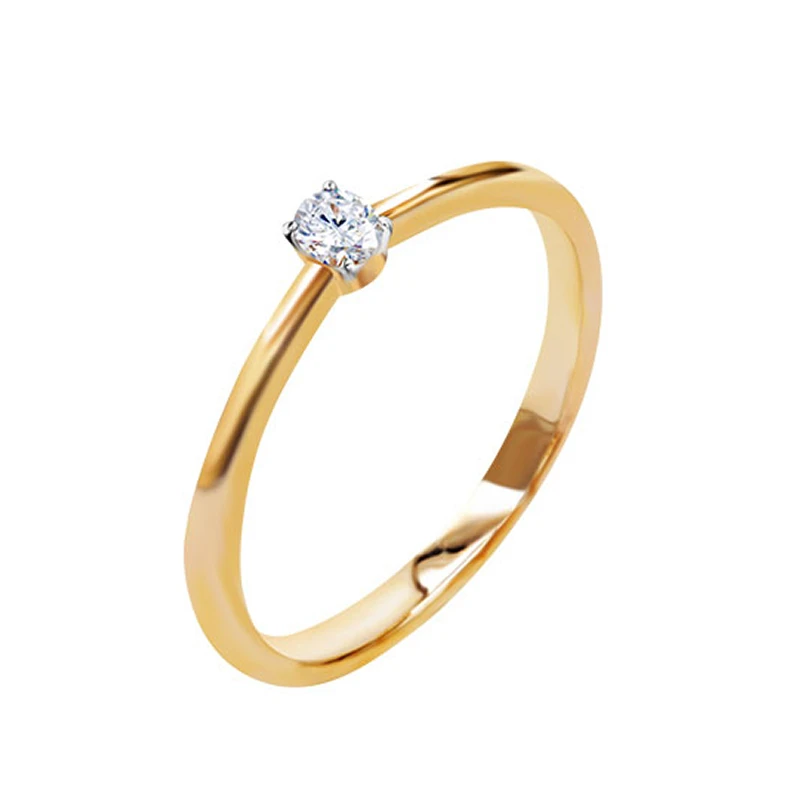 Кольцо  из красного золота с природным бриллиантом