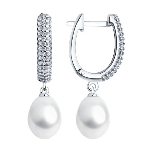 Серьги  серебряные с жемчугом